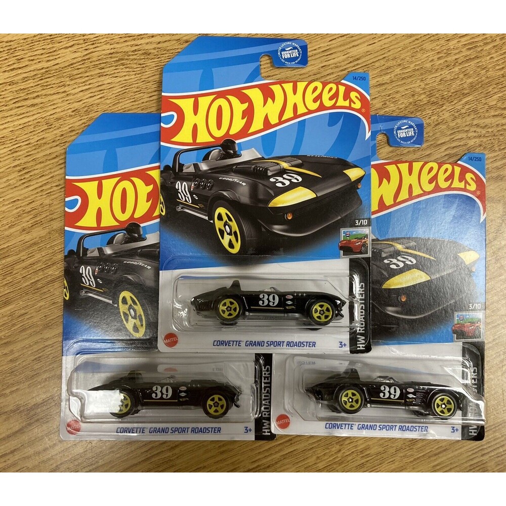 Hot Wheels (3)- 2023 HW Roadsters Black Corvette Grand Sport Roadster 14/250